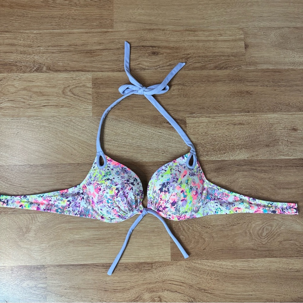 Victoria's Secret Pastel Push Up Bikini Swimsuit Swim Top Women 32 B Vacation